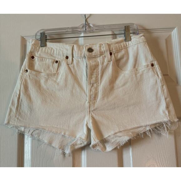 Levi's Premium 501 High Rise Original Cutoff Shorts Off White Size 30 - Picture 5 of 15